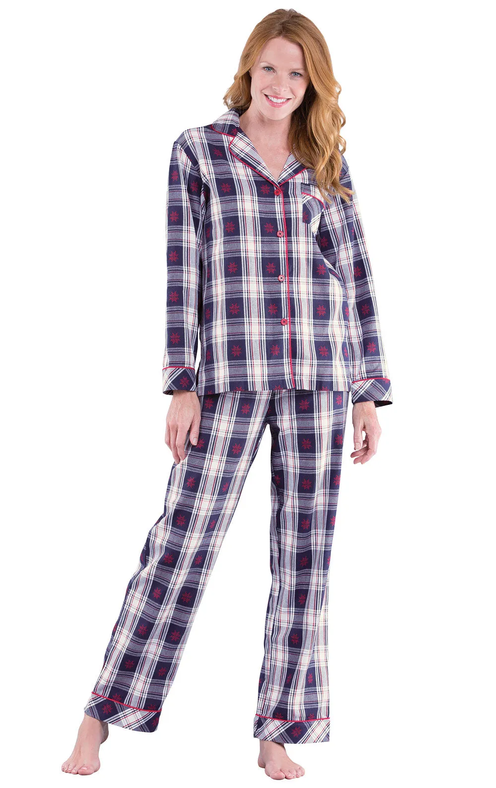 Snowfall Plaid Flannel Button-Front Pajamas - Final Sale sold by Pajamagram