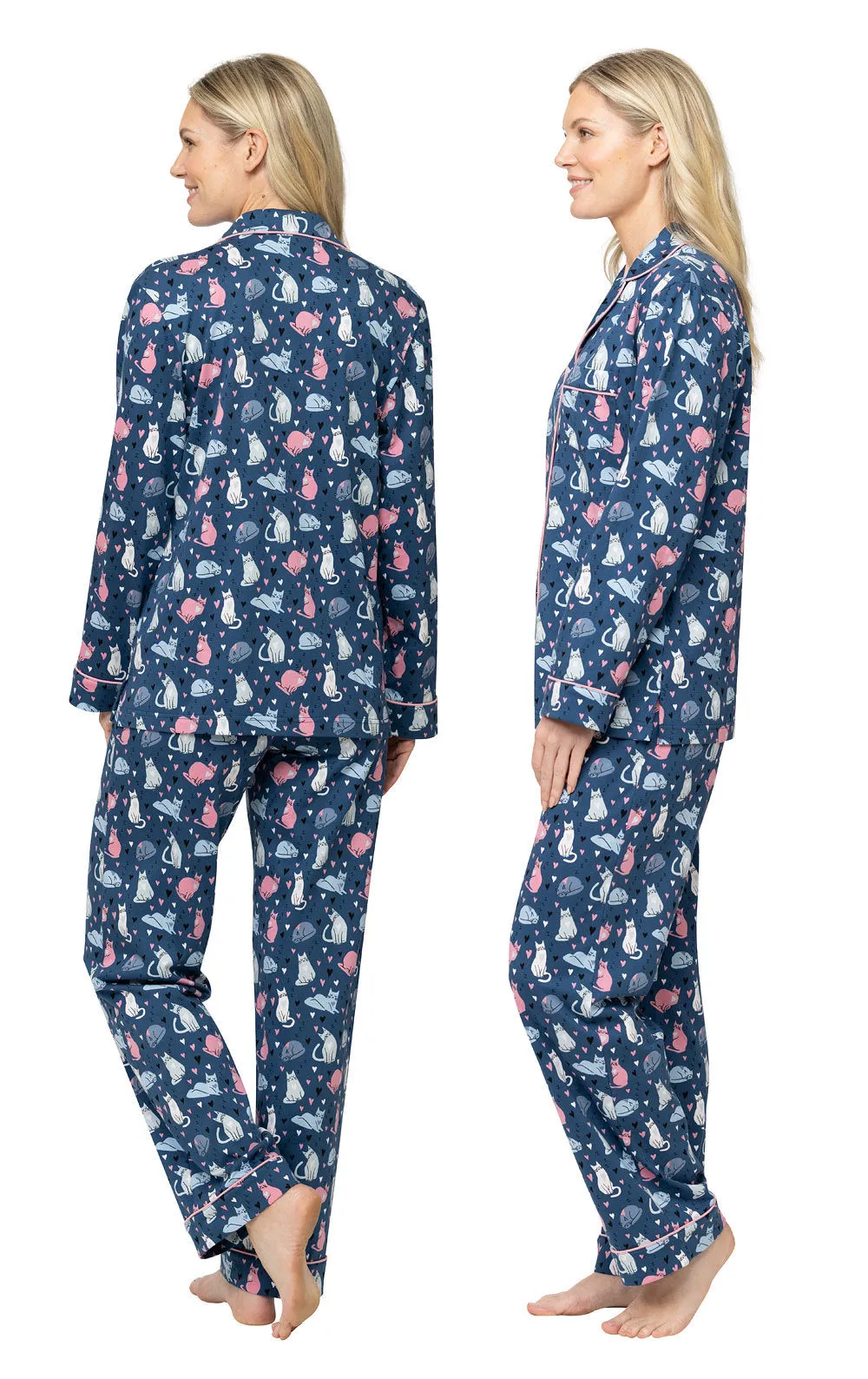 Navy Cat Button-Front Pajamas sold by Pajamagram product image thumbnail 3