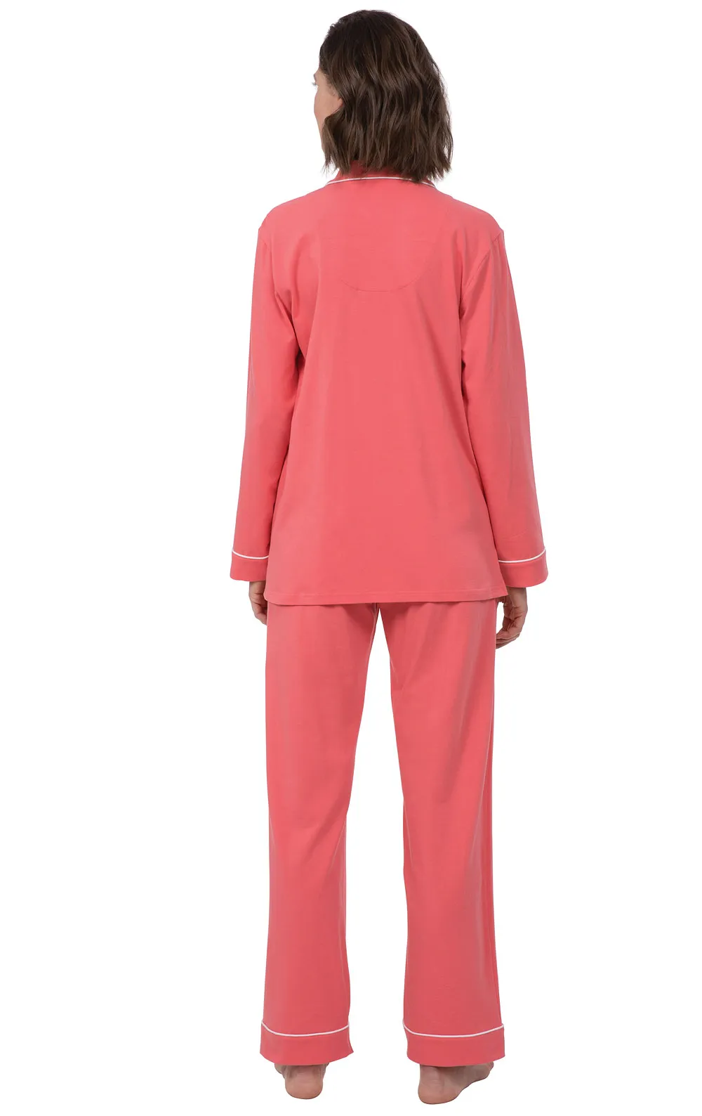 Solid Jersey Button-Front Pajamas - Coral - Final Sale sold by Pajamagram product image thumbnail 3