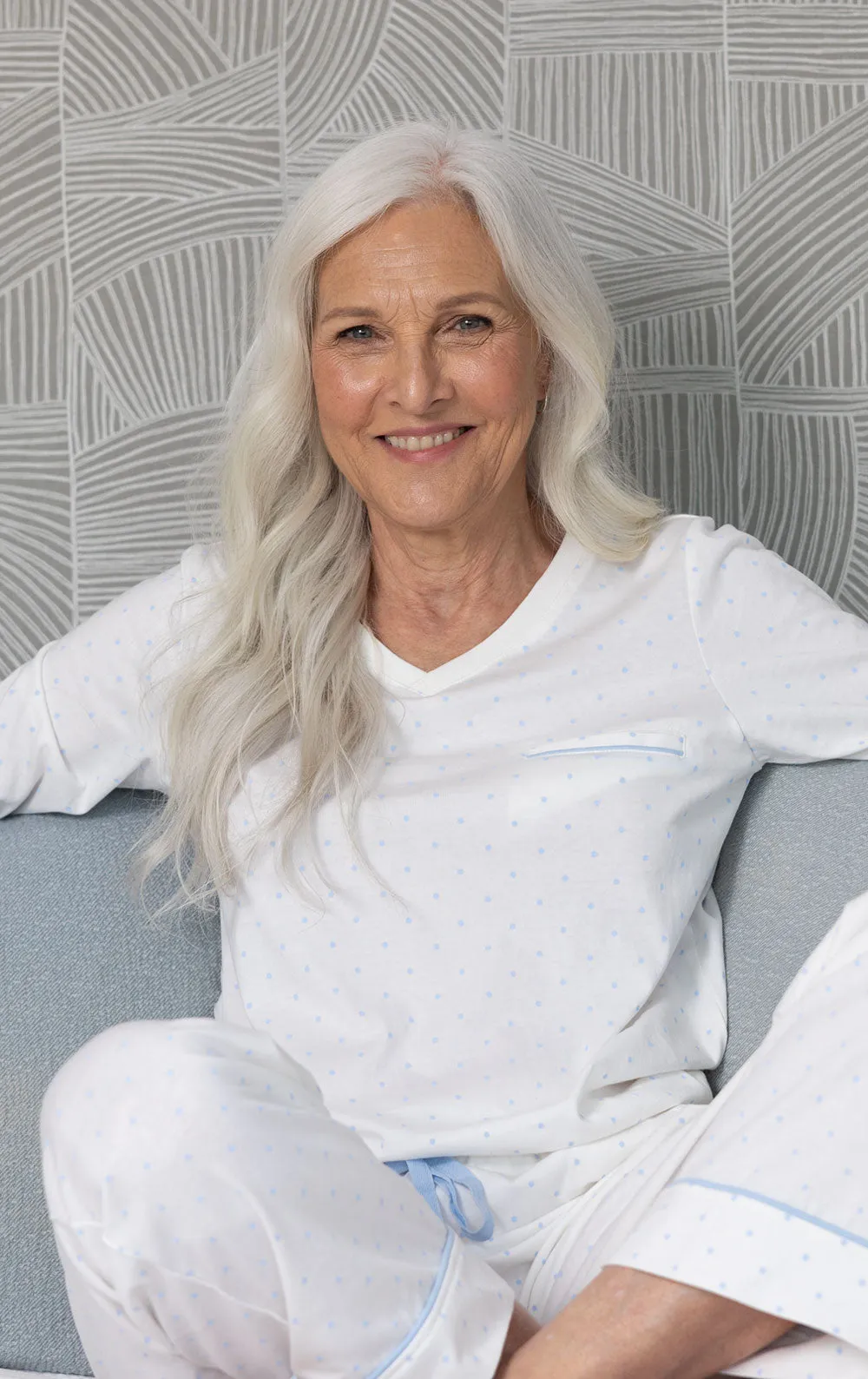 Classic Polka-Dot Pullover Pajamas- White & Periwinkle sold by Pajamagram product image thumbnail 3