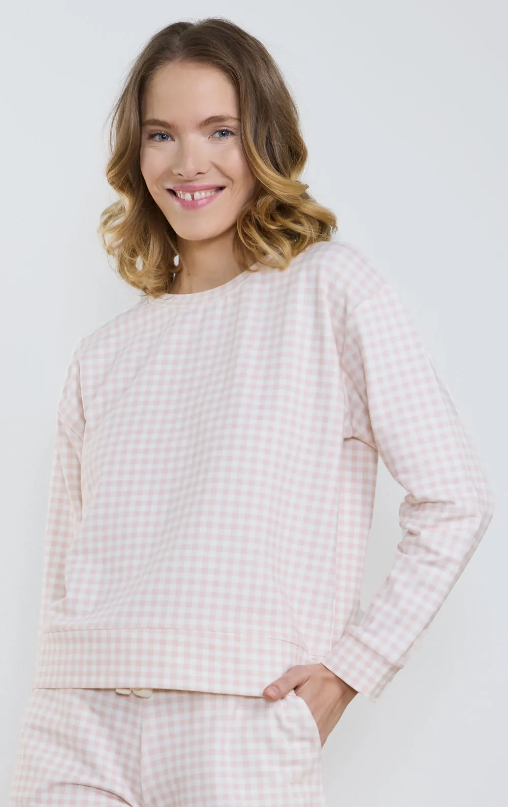 Gingham French Terry Pullover sold by Pajamagram