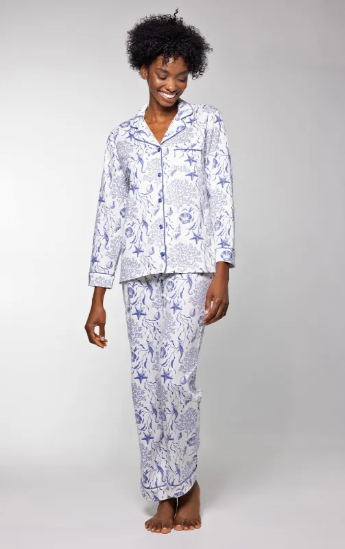 Saltwater Seashells Button-Front Pajamas sold by Pajamagram