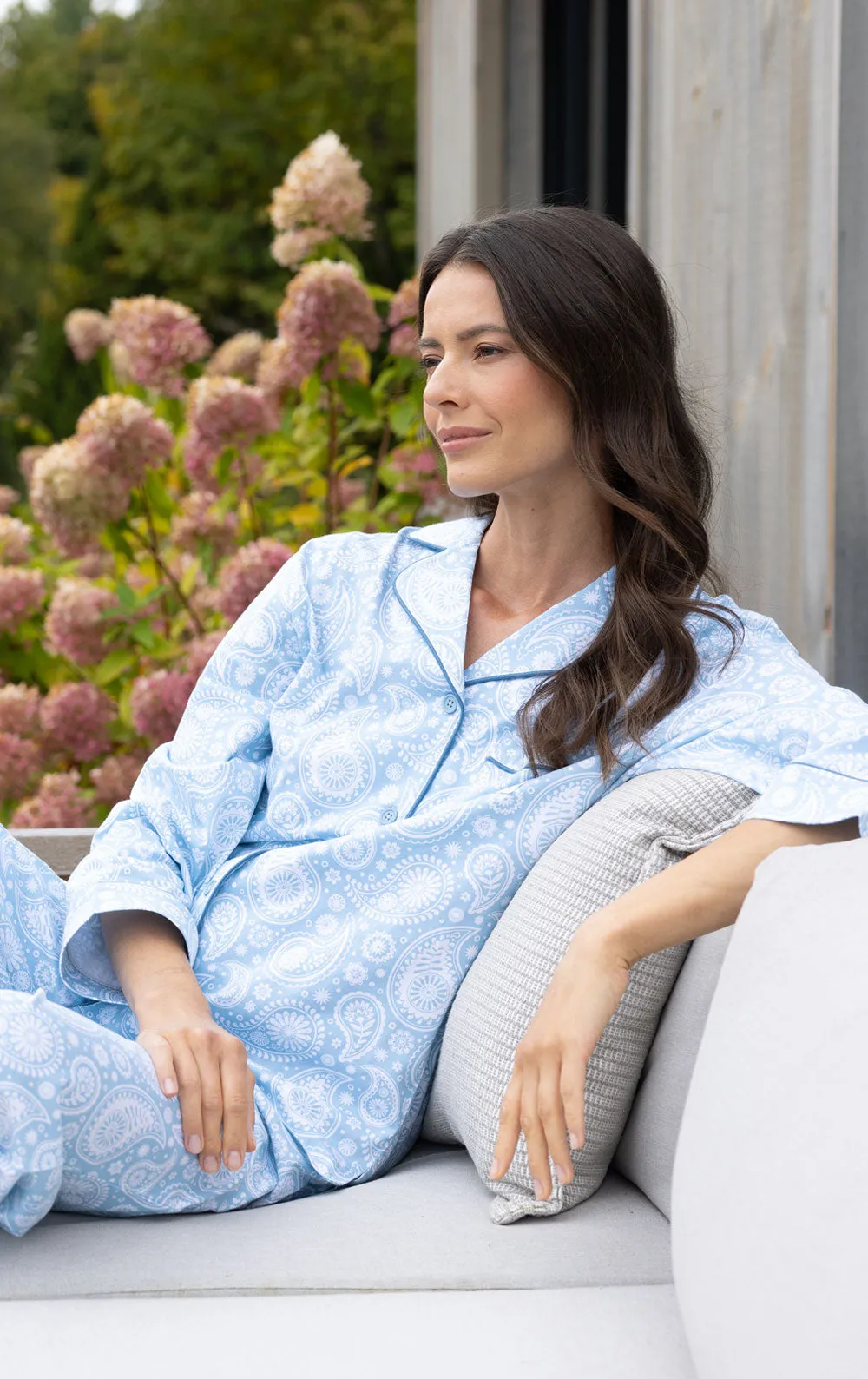 Printed Button-Front Pajamas- Blue Paisley sold by Pajamagram product image thumbnail 5