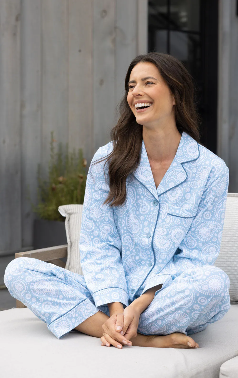 Printed Button-Front Pajamas- Blue Paisley sold by Pajamagram product image thumbnail 4
