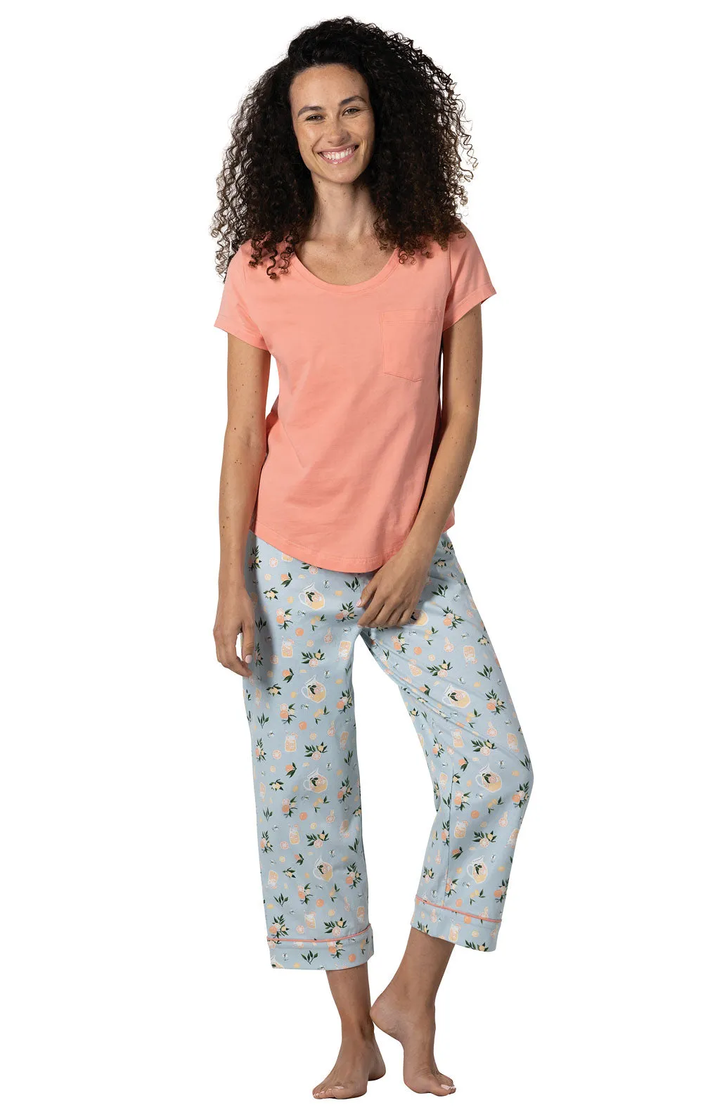 Blue Lemonade Pocket Tee Capri Pajamas sold by Pajamagram