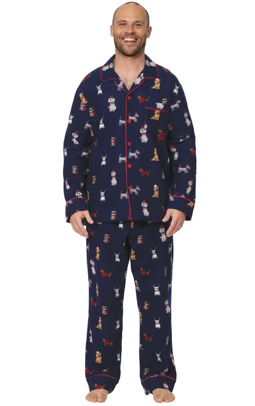Christmas Dogs Flannel Button-Front Men's Pajamas - Couples sold by Pajamagram