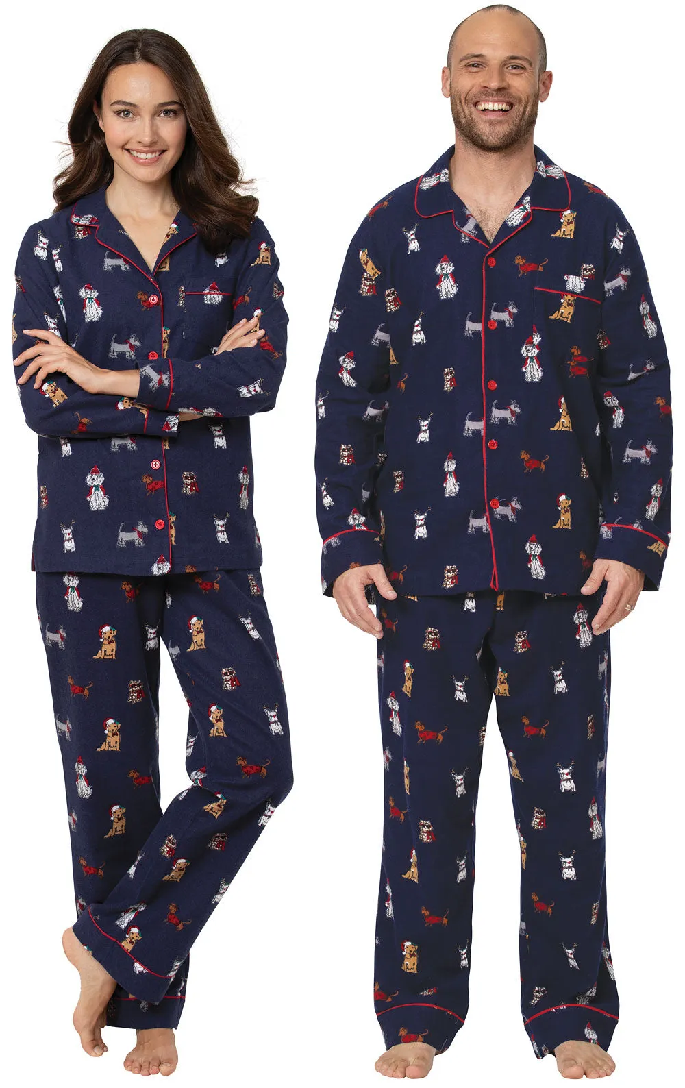 Christmas Dogs Flannel Button-Front Pajamas - Couples sold by Pajamagram product image thumbnail 2