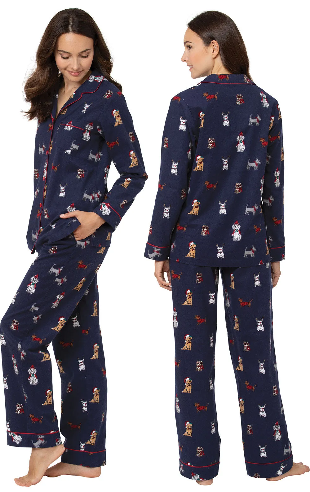 Christmas Dogs Flannel Button-Front Pajamas - Couples sold by Pajamagram product image thumbnail 4