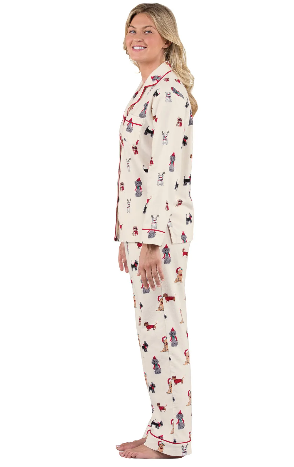 Christmas Dogs Flannel Button-Front Pajamas sold by Pajamagram product image thumbnail 3