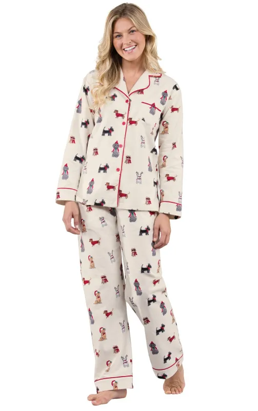 Christmas Dogs Flannel Button-Front Pajamas sold by Pajamagram