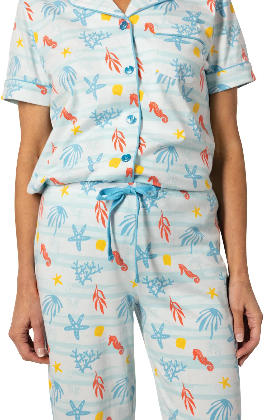 Printed Short Sleeve Button-Front Capri Pajamas sold by Pajamagram product image thumbnail 2