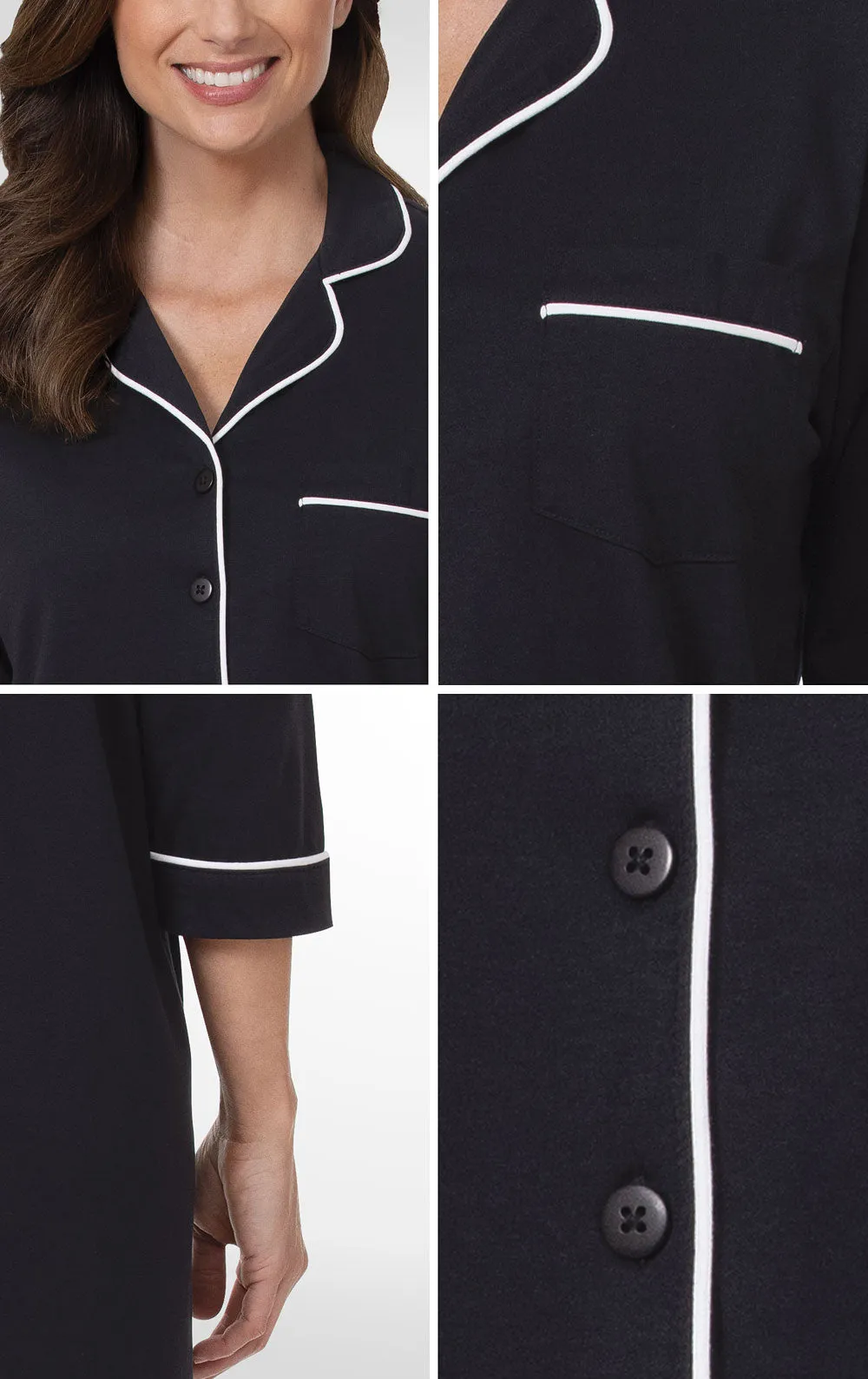 Solid Jersey ¾ Sleeve Nightgown sold by Pajamagram product image thumbnail 4