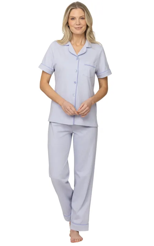 Solid Jersey Short-Sleeve Button-Front Pajamas  - Final Sale sold by Pajamagram