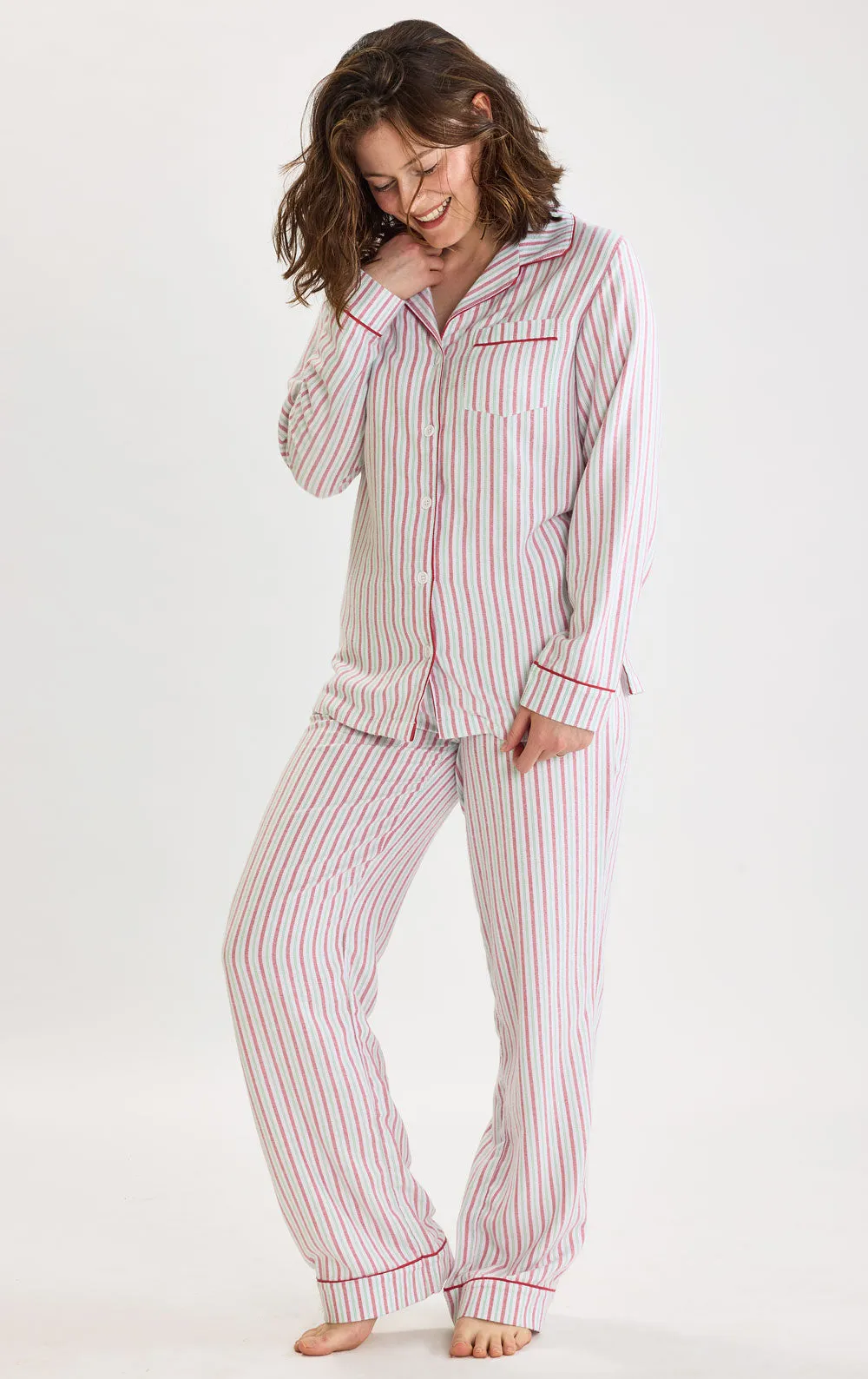 Peppermint Stripe Button-Front Pajamas - Mommy & Me sold by Pajamagram