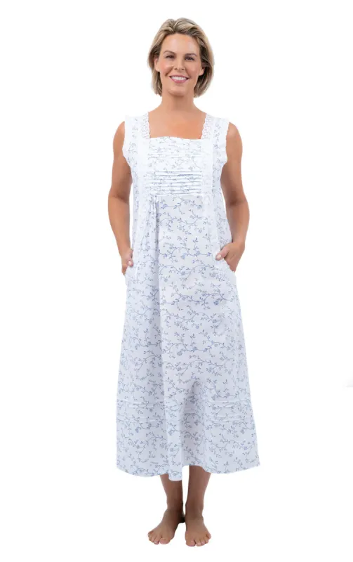 Rebecca - Women's Sleeveless Cotton Nightgown Floral sold by The 1 For U