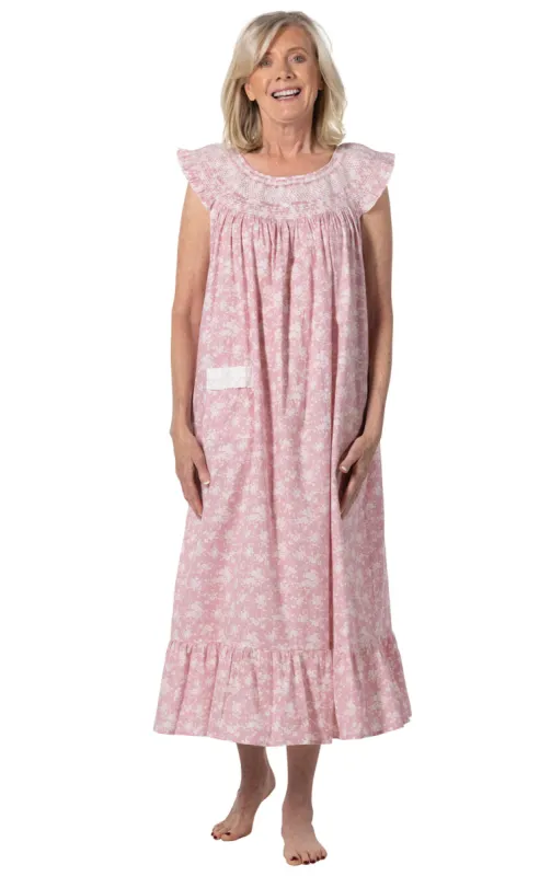 Isla - Women's Sleeveless Cotton Nightgown - Pink Floral sold by The 1 For U