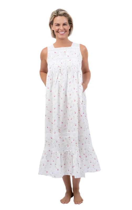Eleanor - Women's Sleeveless Cotton Nightgown sold by The 1 For U