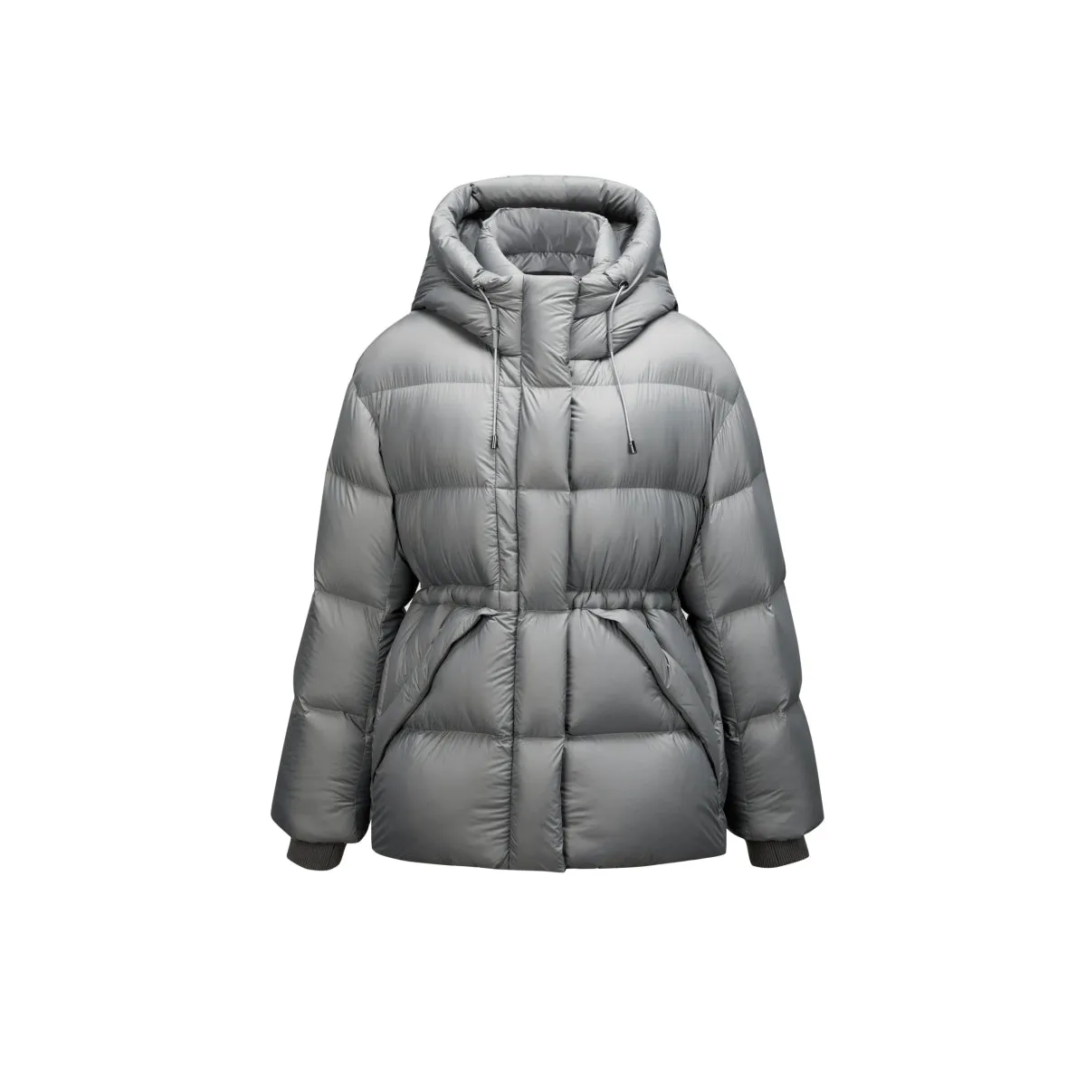 Women's Gray Drawstring Waist Puffer Jacket sold by PEACEBIRD