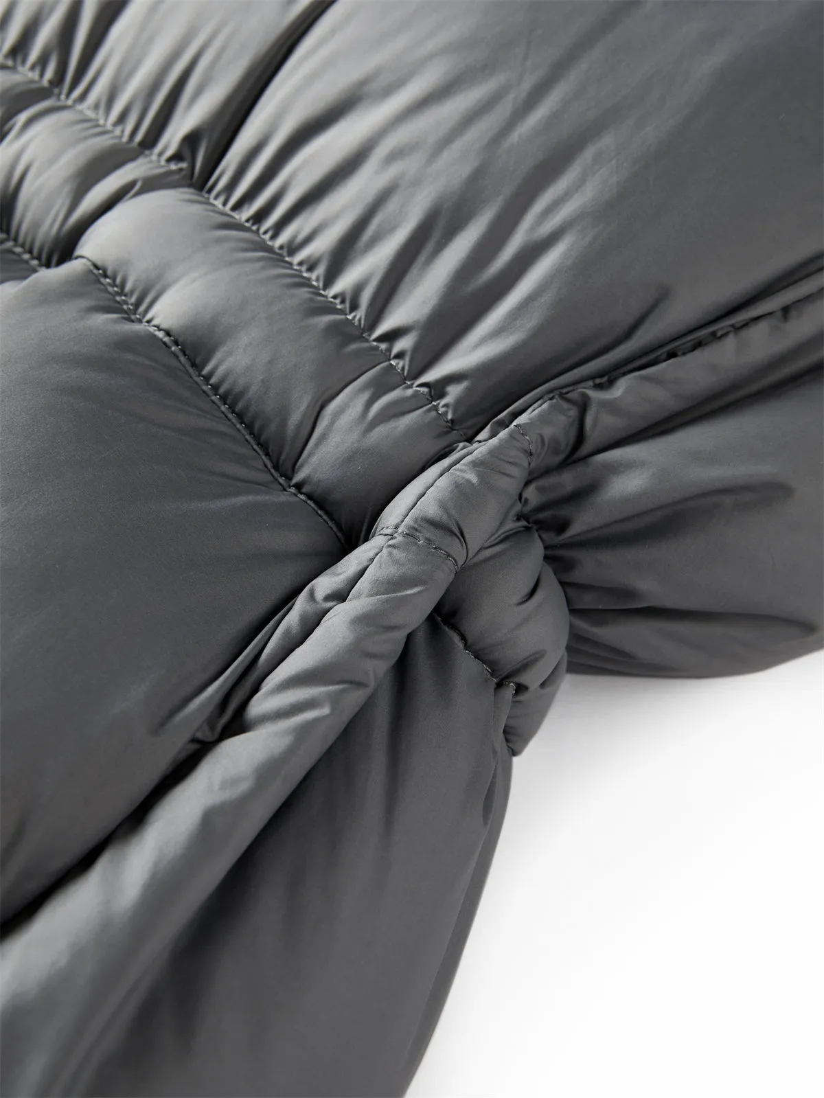 Women's Gray Drawstring Waist Puffer Jacket sold by PEACEBIRD product image thumbnail 5