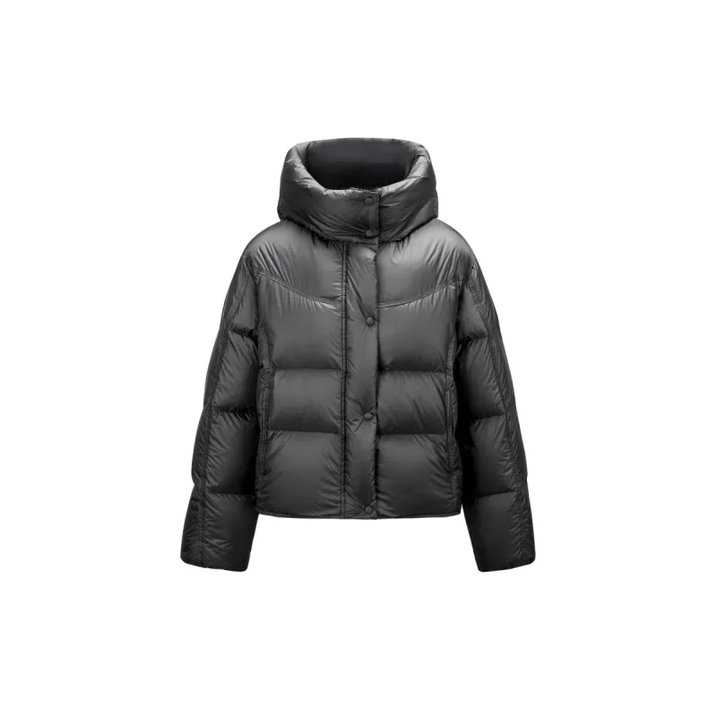 Women's Black Quilted Hooded Puffer Jacket sold by PEACEBIRD