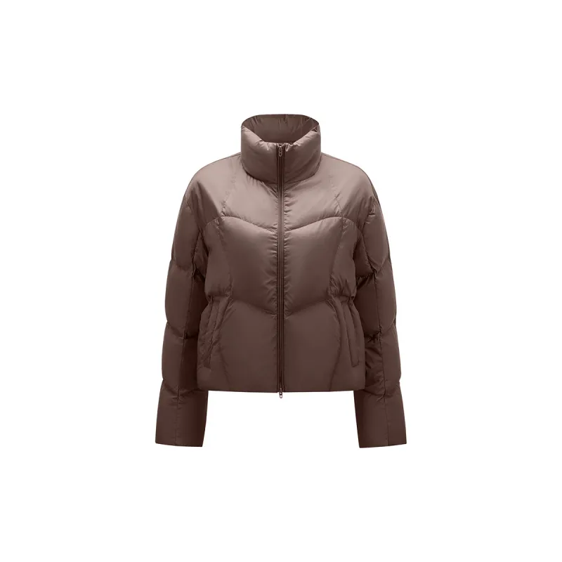 Women's Brown Stand Collar Quilted Puffer Jacket sold by PEACEBIRD