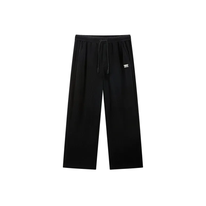 Men's Drawstring Textured Straight Pants sold by PEACEBIRD