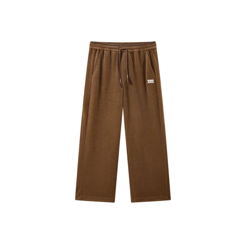 Men's Drawstring Textured Straight Pants sold by PEACEBIRD