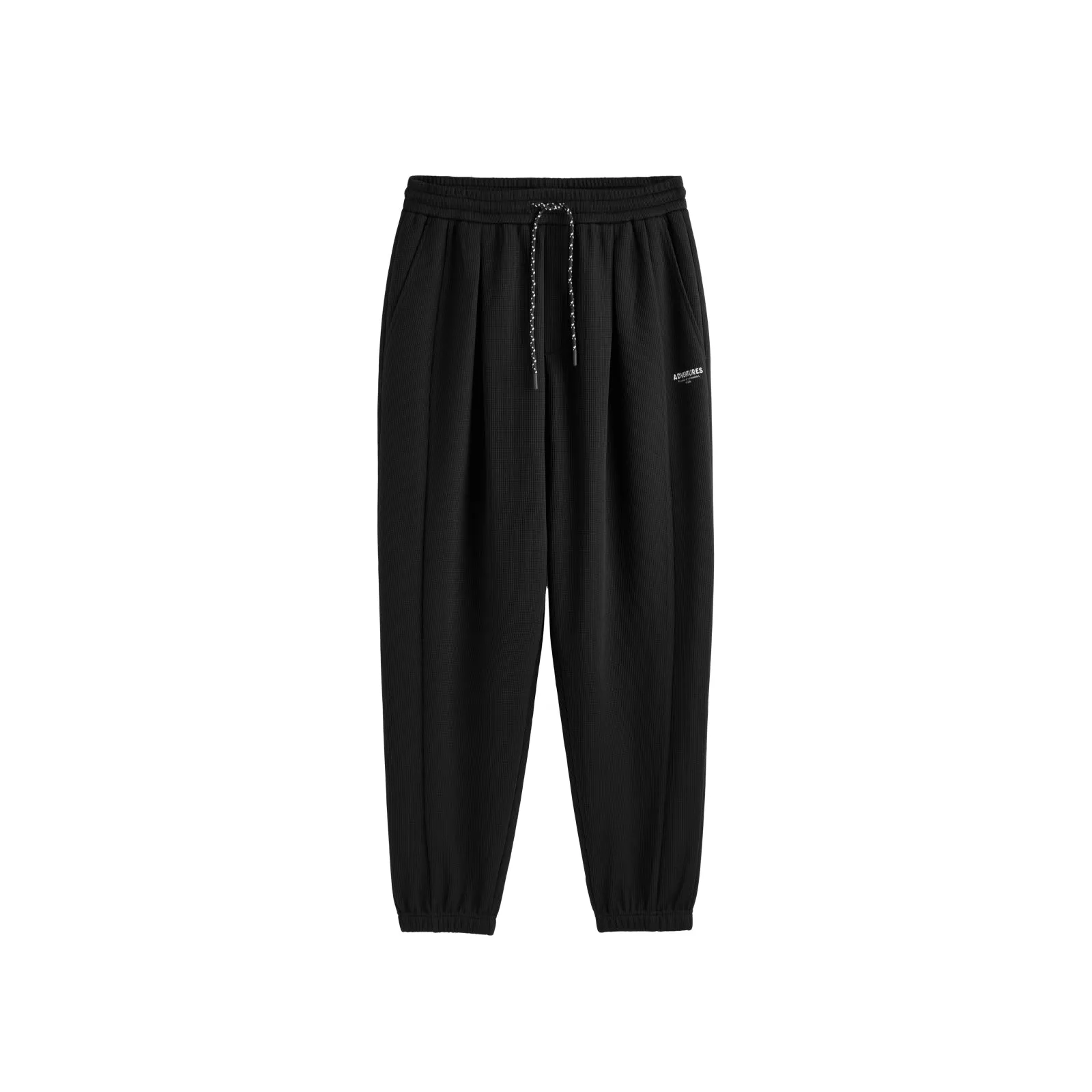 Men's Black Spliced Drawstring Pants sold by PEACEBIRD