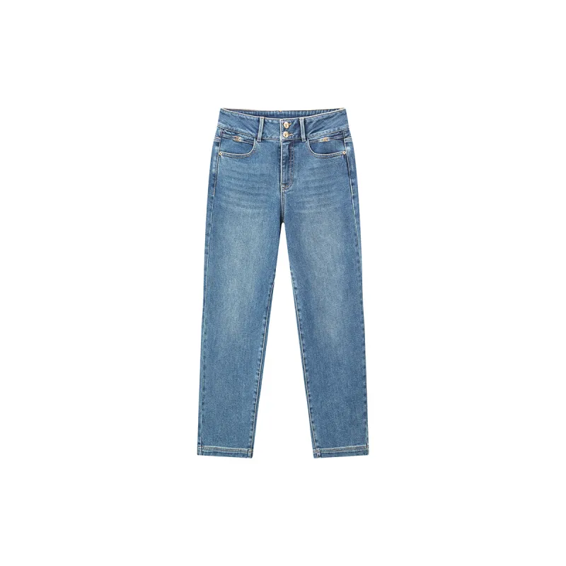 Women's High Waist Tapered Jeans sold by PEACEBIRD