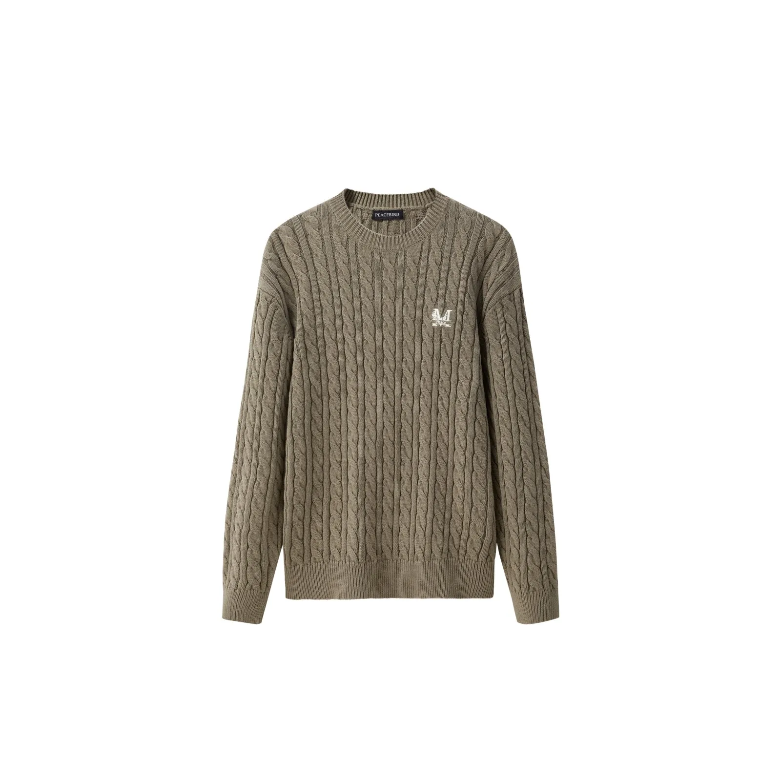 Men's Embroideried Cable-Knit Pullover sold by PEACEBIRD product image thumbnail 2