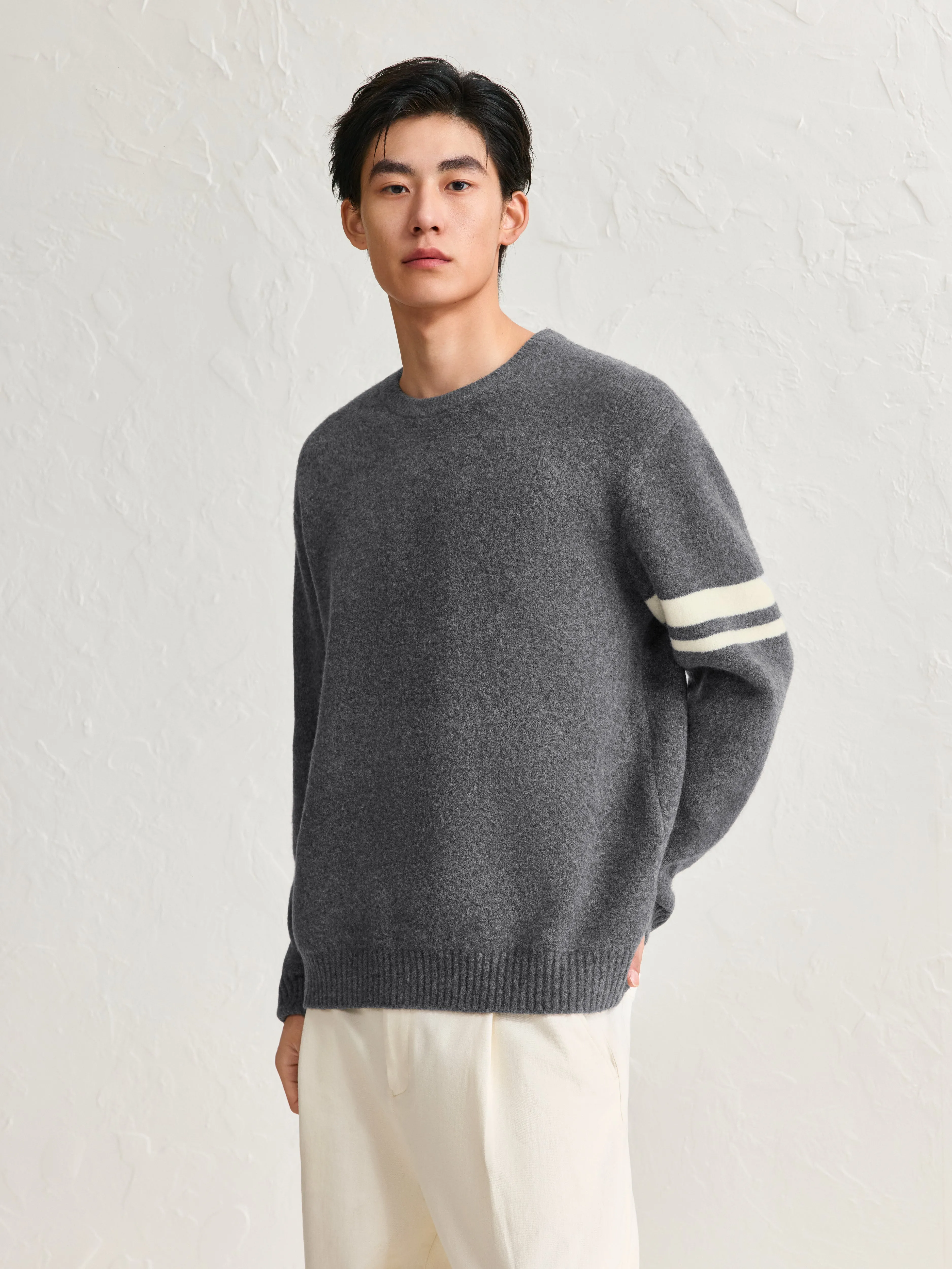 Men's Contrast Color Striped Pullover sold by PEACEBIRD product image thumbnail 4