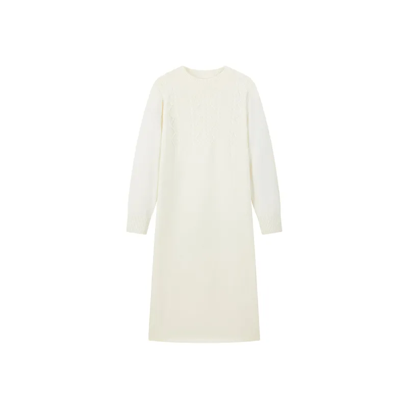 Women's Beige Cable Knit Sweater Dress sold by PEACEBIRD
