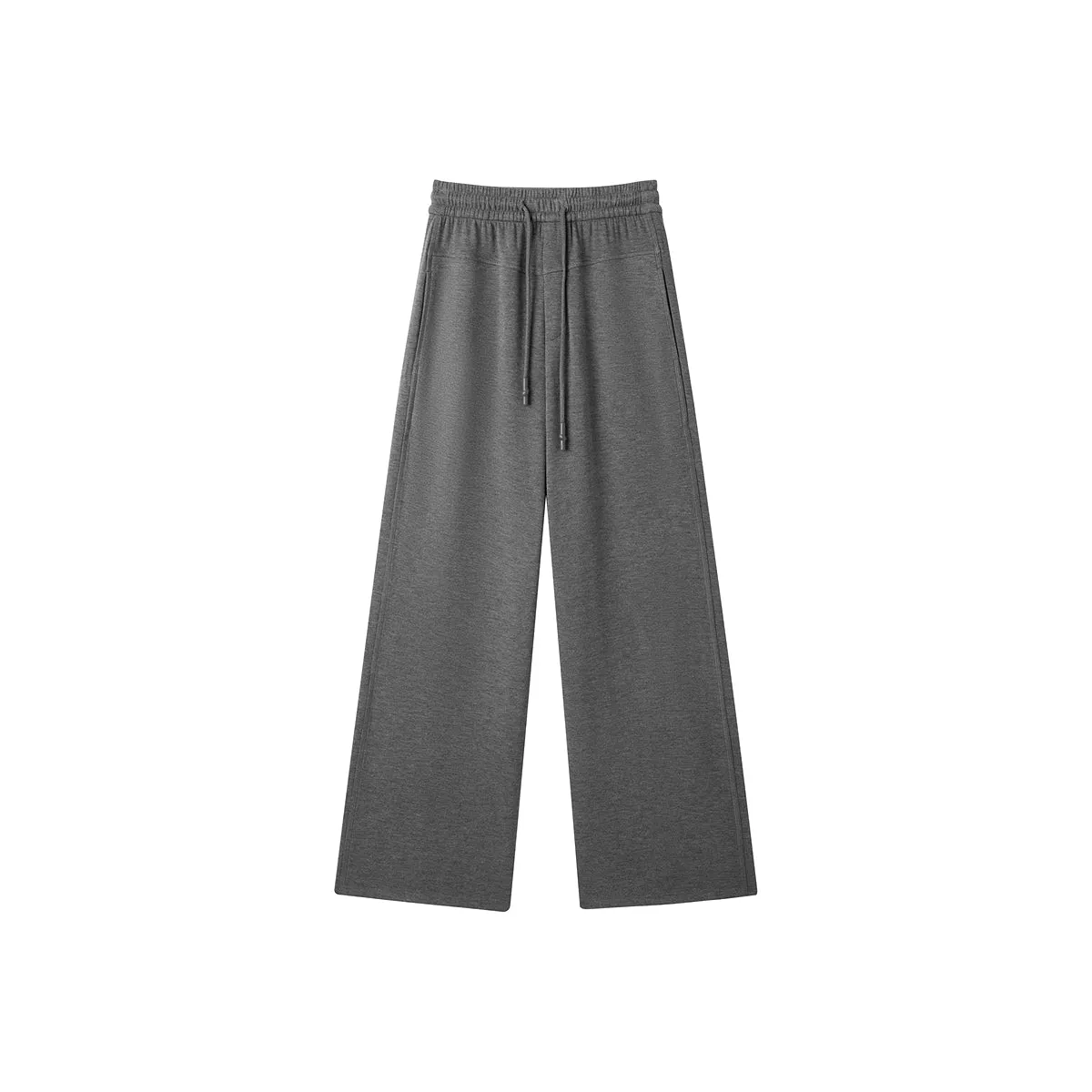 Women's Gray Drawstring Straight Knitted Pants sold by PEACEBIRD