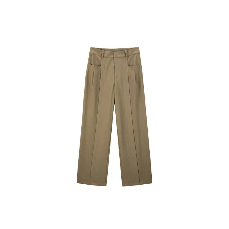 Women's Khaki High Waist Wide Leg Pants sold by PEACEBIRD