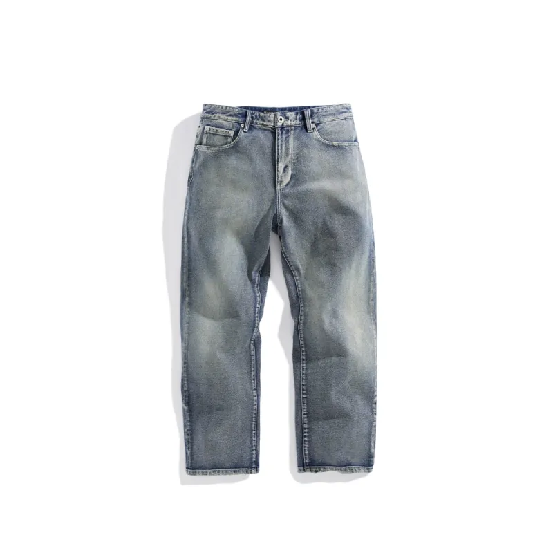 Men's Bleached Straight Jeans sold by PEACEBIRD