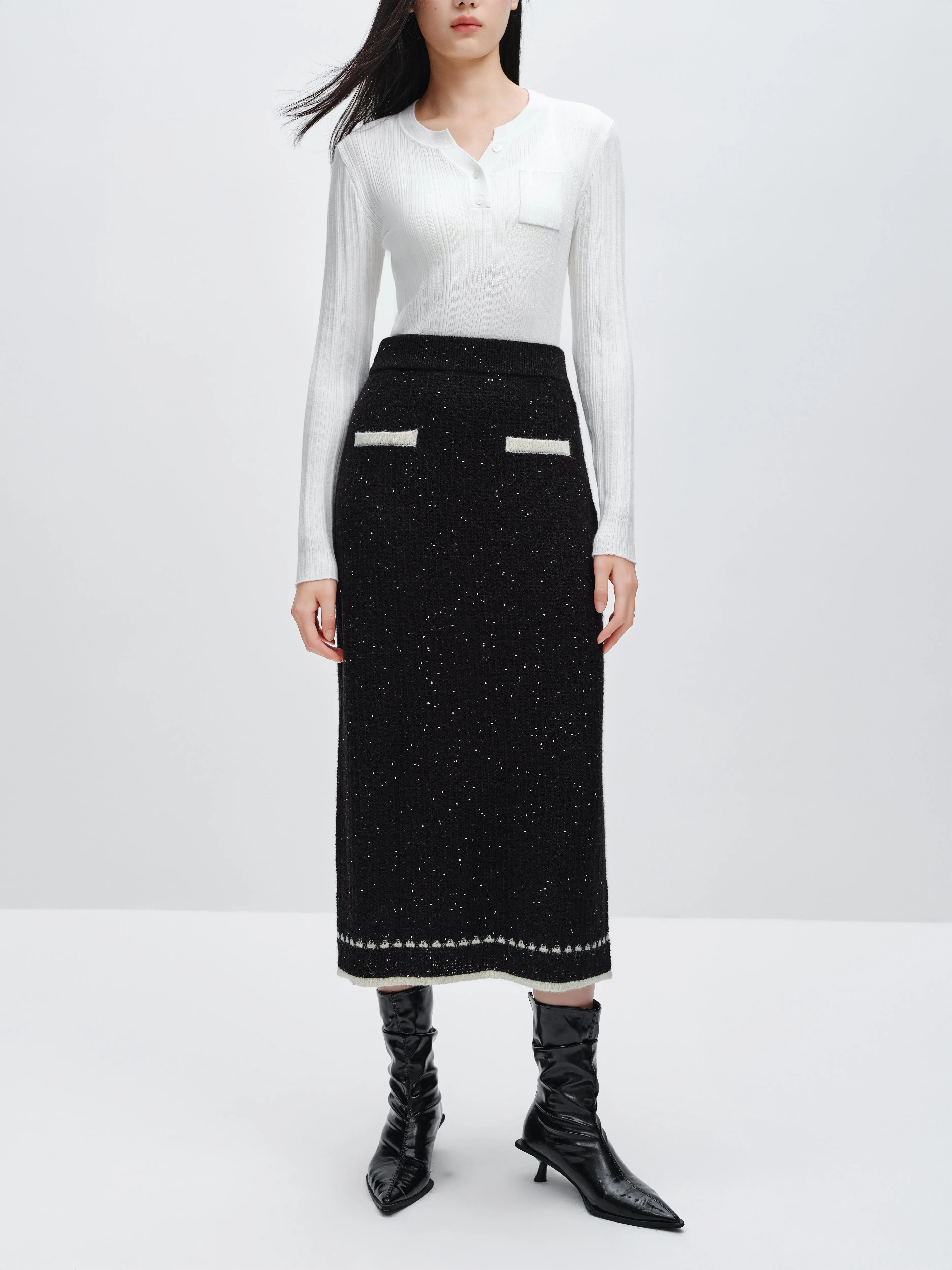 Women's Textured Midi Skirt sold by PEACEBIRD product image thumbnail 2