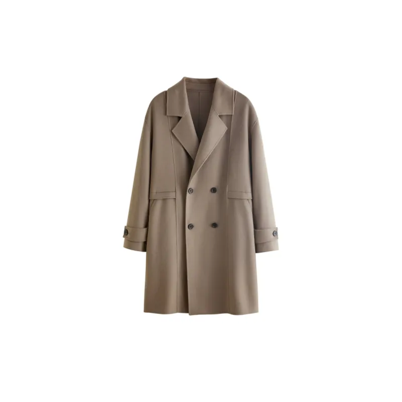 Men's Vintage Coffee Double-Breasted Wool Coat sold by PEACEBIRD