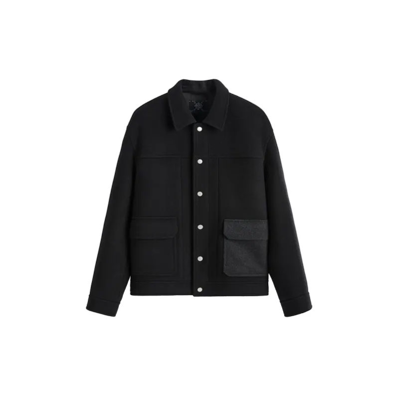 Men's Spliced Pocket Wool Jacket sold by PEACEBIRD