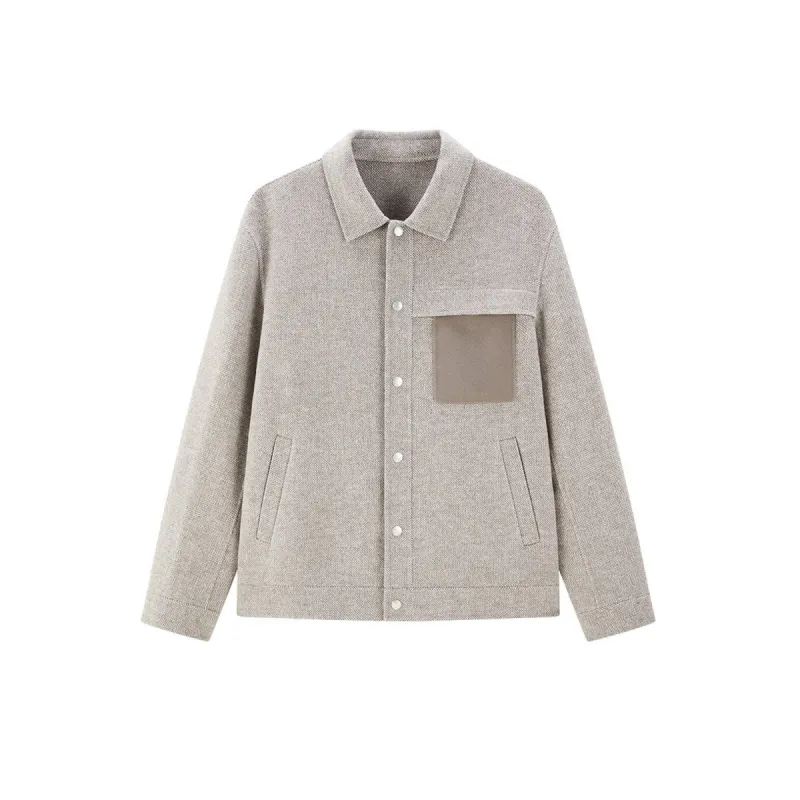 Men's Contrast Color Pocket Wool Jacket sold by PEACEBIRD