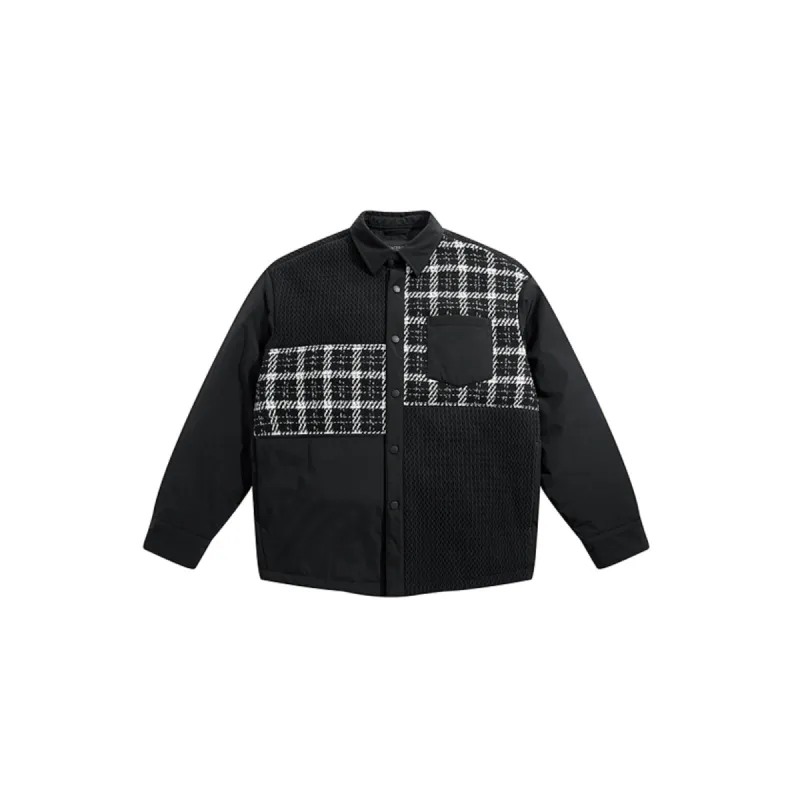 Men's Contrast Color Spliced Textured Puffer Jacket sold by PEACEBIRD