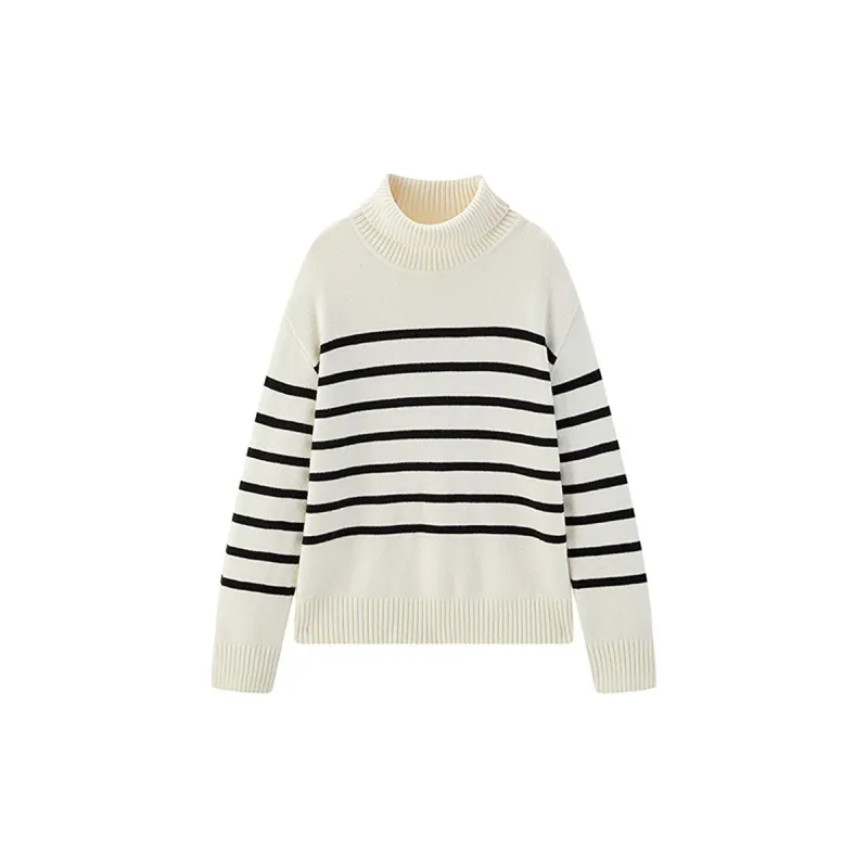Women's Striped Button-Collar Knit Pullover sold by PEACEBIRD