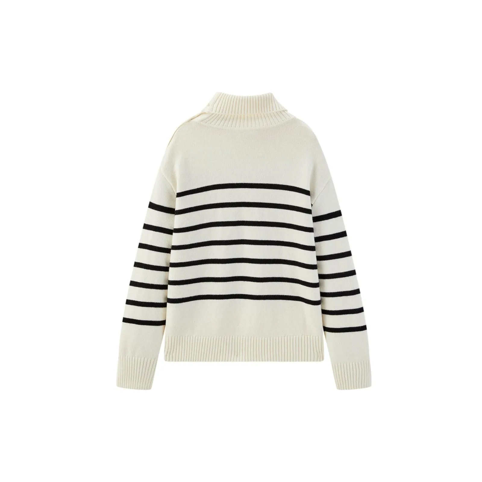 Women's Striped Button-Collar Knit Pullover sold by PEACEBIRD product image thumbnail 5