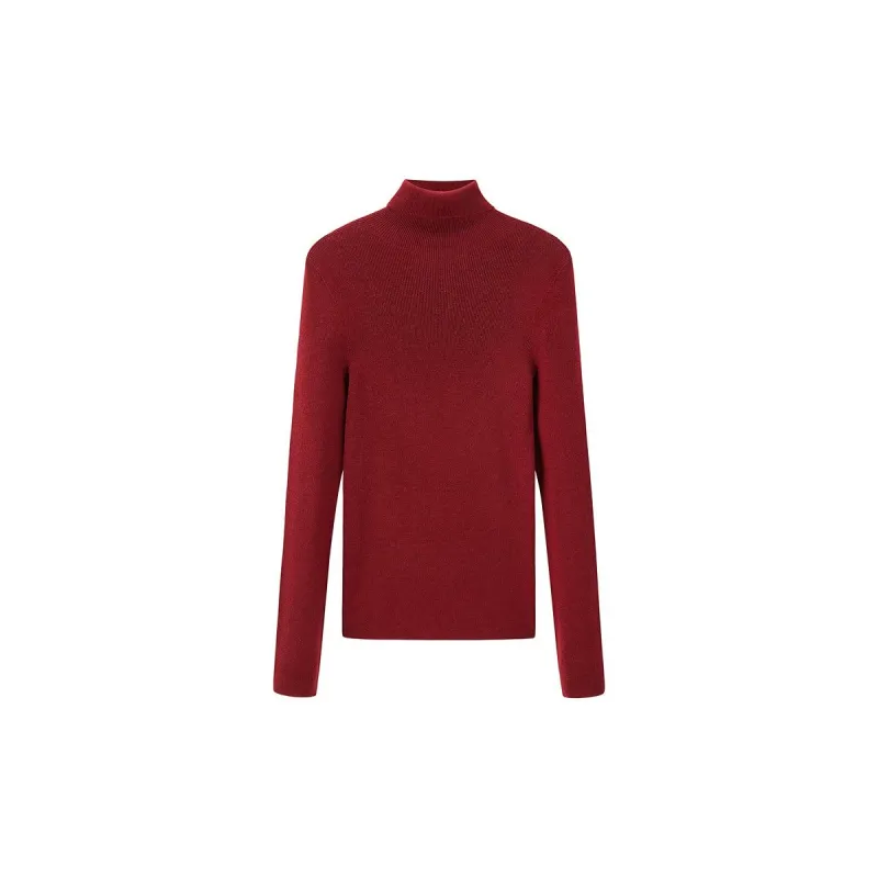Women's Red Turtleneck Wool Pullover sold by PEACEBIRD
