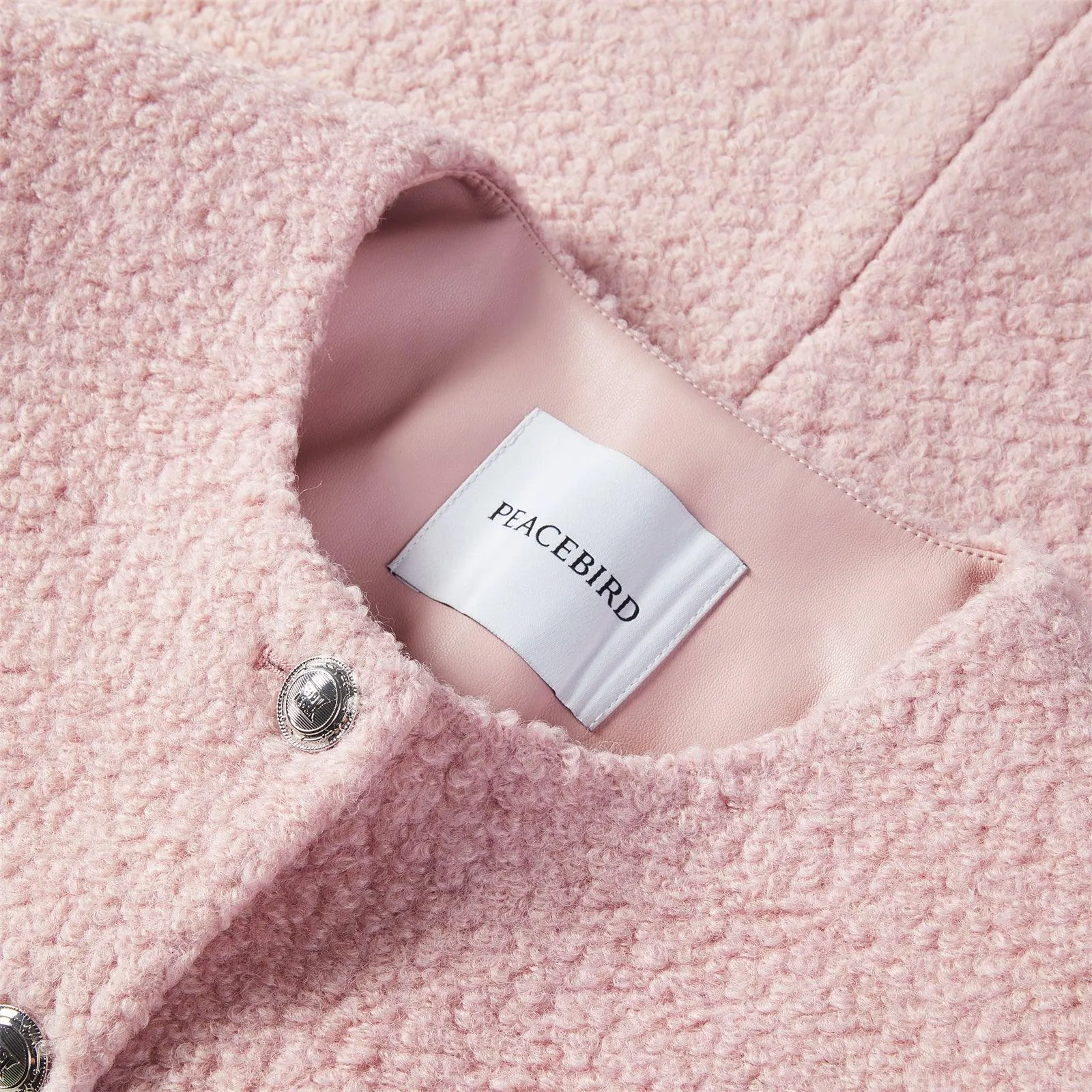 Women's Pink Pocket Texture Jacket sold by PEACEBIRD product image thumbnail 4