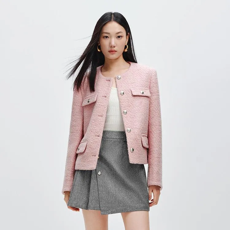 Women's Pink Pocket Texture Jacket sold by PEACEBIRD product image thumbnail 2