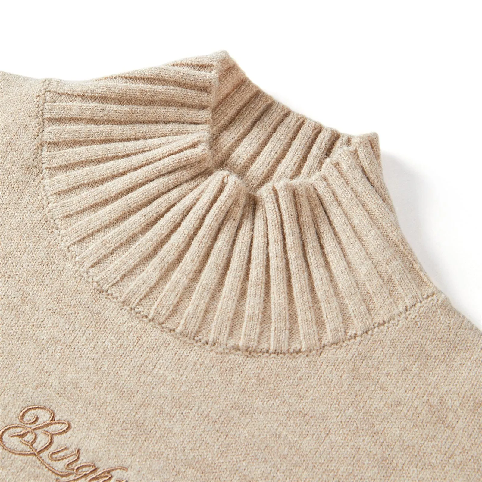Women's Coffee Mock Neck Embroideried Pullover sold by PEACEBIRD product image thumbnail 4