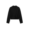 Women's Black Mock Neck Embroideried Pullover sold by PEACEBIRD