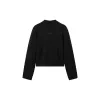 Women's Black Mock Neck Embroideried Pullover sold by PEACEBIRD