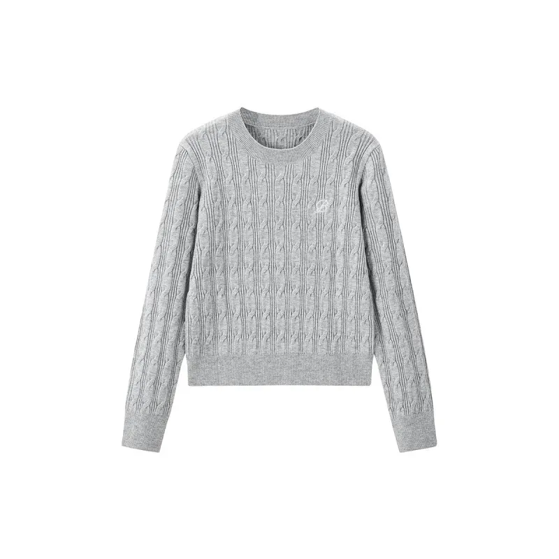 Women's Gray Cable Knit Pullover sold by PEACEBIRD
