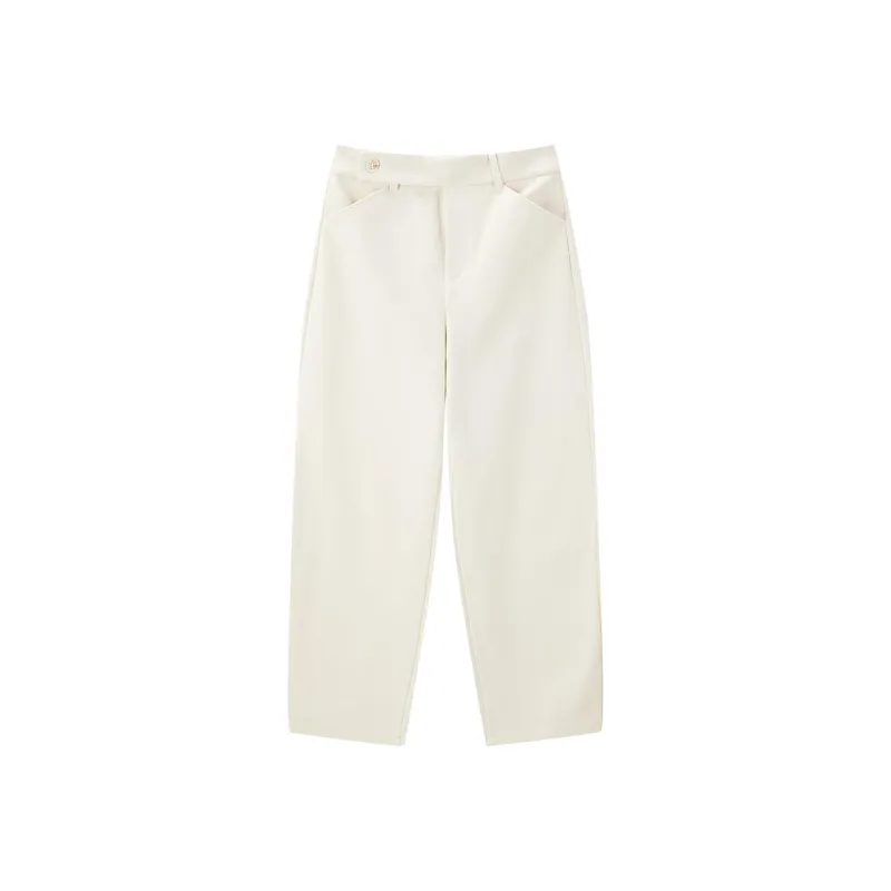 Women's Beige High Waist Banana Leg Pants sold by PEACEBIRD